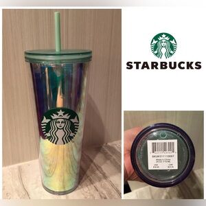 🆕STARBUCKS - NWT - TEAL IRIDESCENT MERMAID SIREN SCALES 24OZ COLD CUP TUMBLER